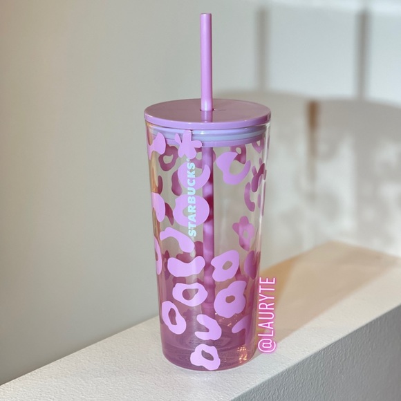 Starbucks Leopard Print Pink Glass Summer Tumbler